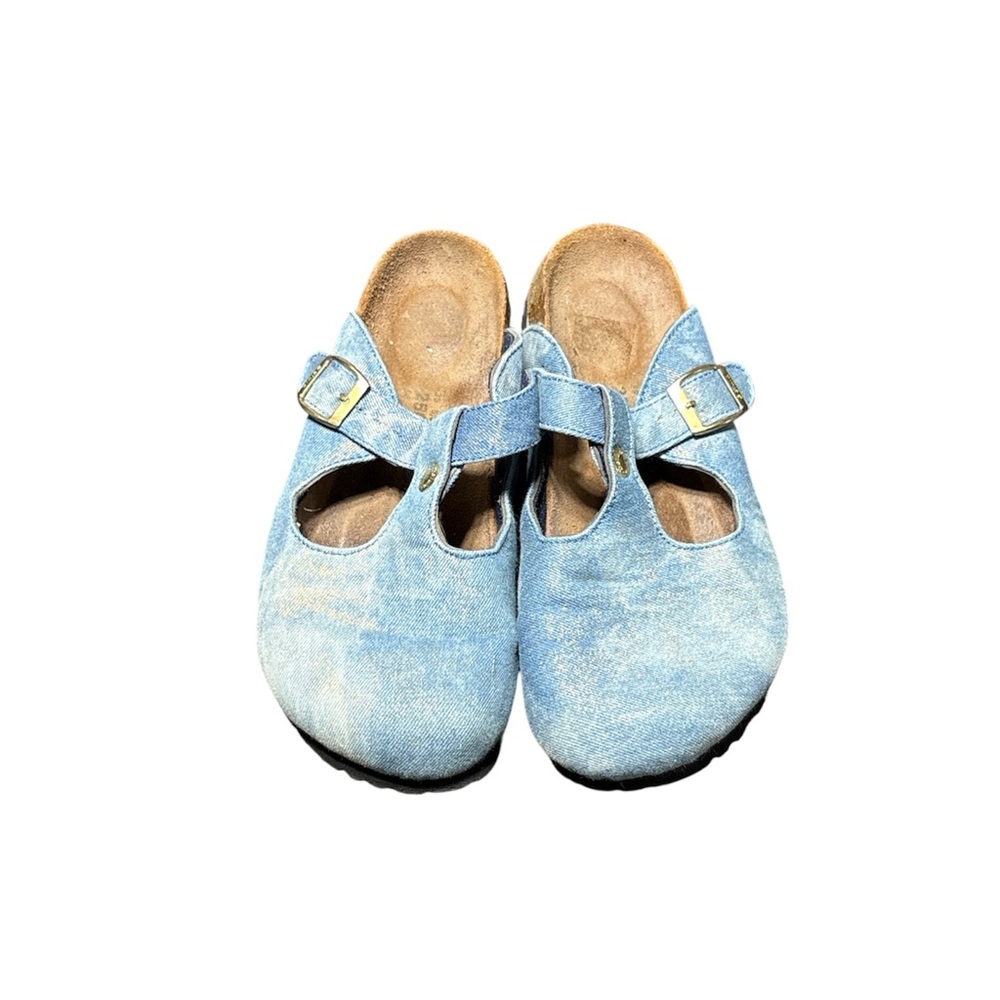 Chic Denim Blue Mules with Buckle